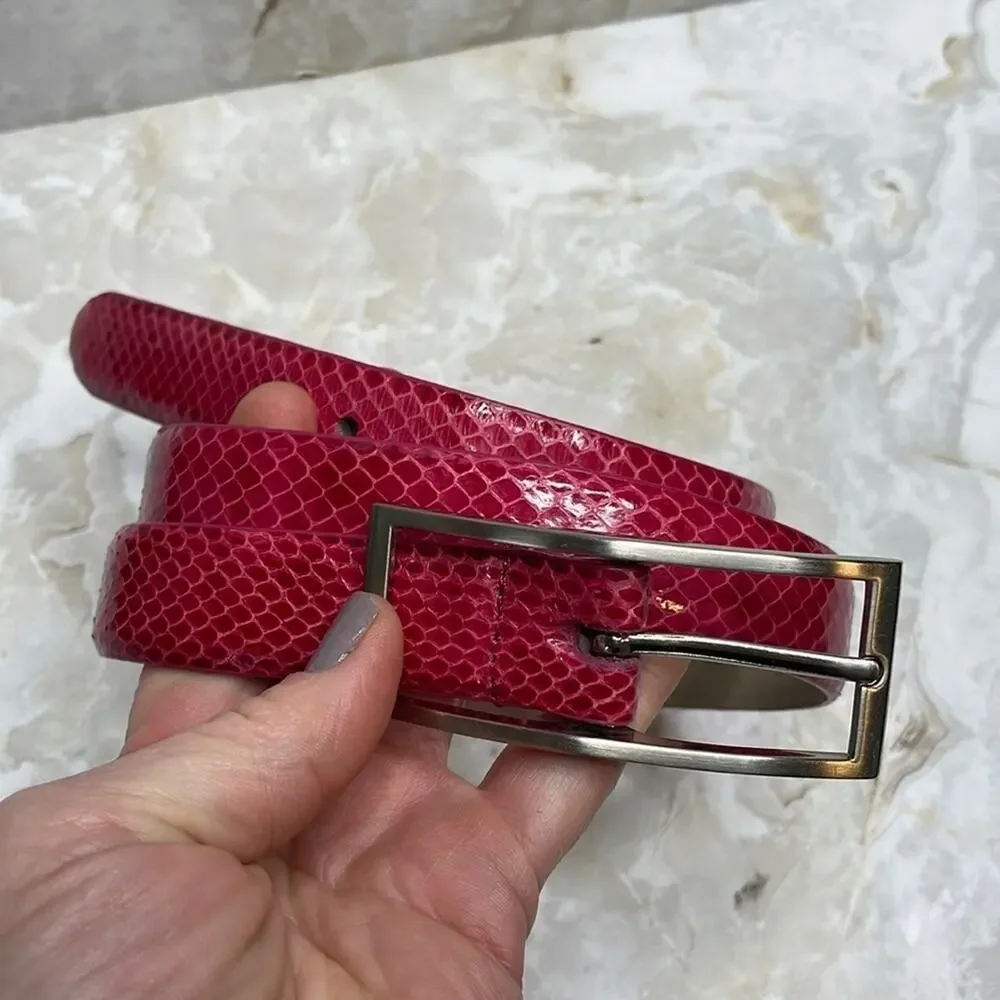 Contemporary red snakeskin belt